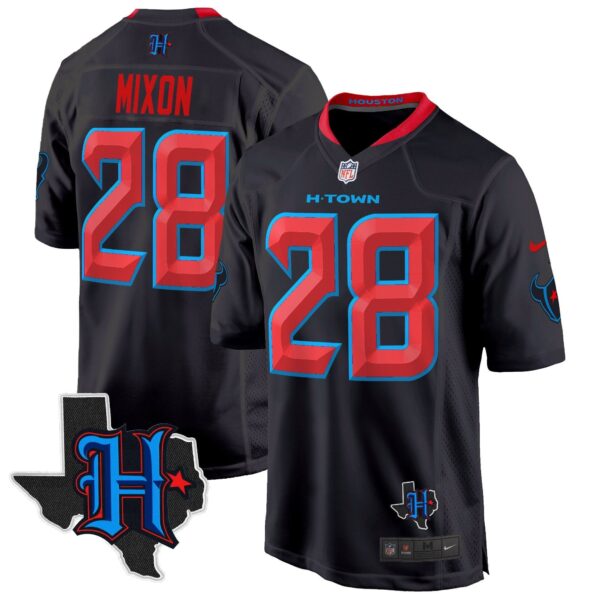 Houston Texans 2024 Texas Patch Game Jersey – All Stitched – Navy Limited – Joe Mixon Jersey