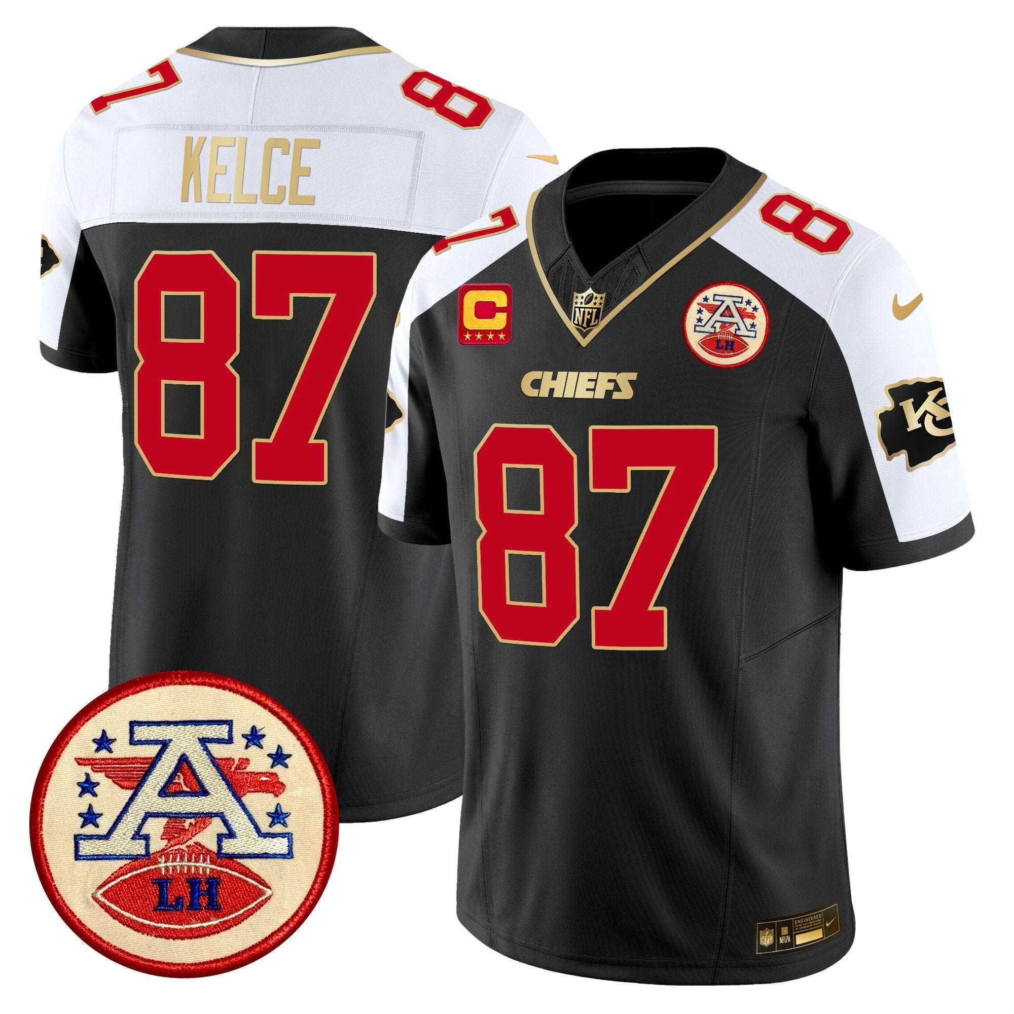 Chiefs 2024 Lamar Hunt Patch Vapor Limited Jersey – All Stitched – Black Alternate – Travis Kelce Jersey