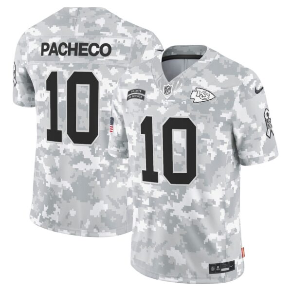 Kansas City Chiefs 2024 Salute to Service Vapor Limited Jersey – All stitched – Arctic Camo – Isiah Pacheco Jersey