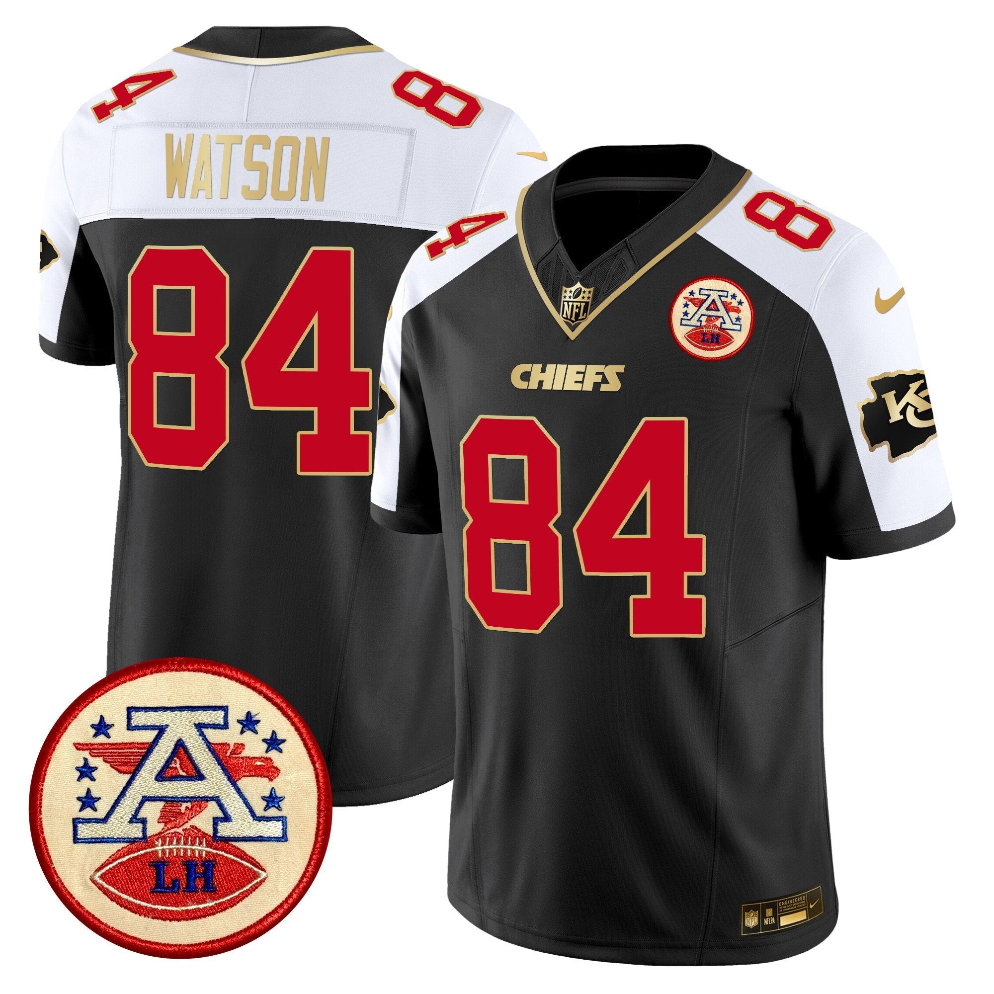 Chiefs 2024 Lamar Hunt Patch Vapor Limited Jersey – All Stitched – Black Alternate – Justin Watson Jersey