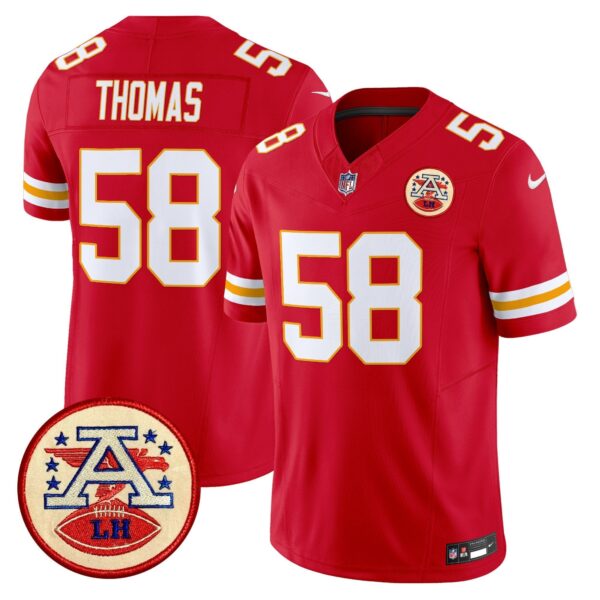 Chiefs 2024 Lamar Hunt Patch Vapor Limited Jersey – All Stitched – Red – Derrick Thomas Jersey