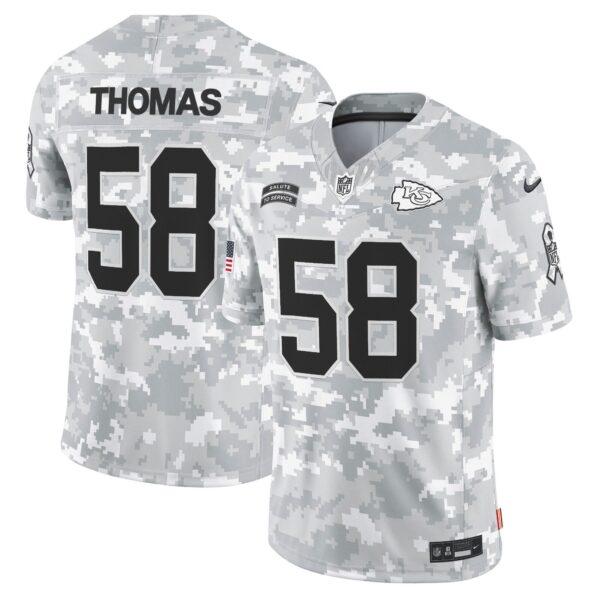 Kansas City Chiefs 2024 Salute to Service Vapor Limited Jersey – All stitched – Arctic Camo – Derrick Thomas Jersey
