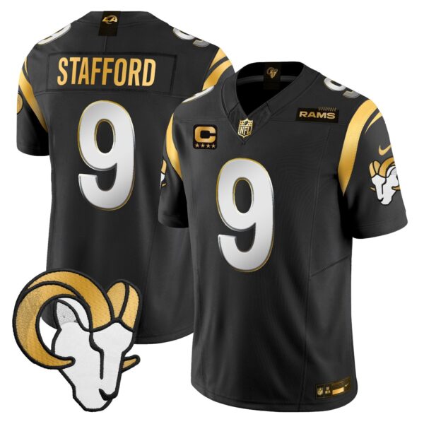 Los Angeles Rams 2024 Gold Vapor Limited Jersey – All Stitched – Black Limited – Matthew Stafford Jersey