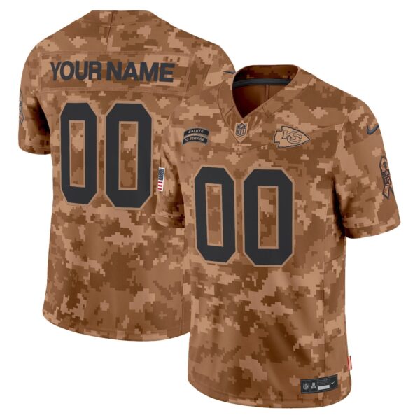 Kansas City Chiefs 2024 Salute to Service Vapor Limited Custom Jersey – All stitched – Brown Camo Jersey