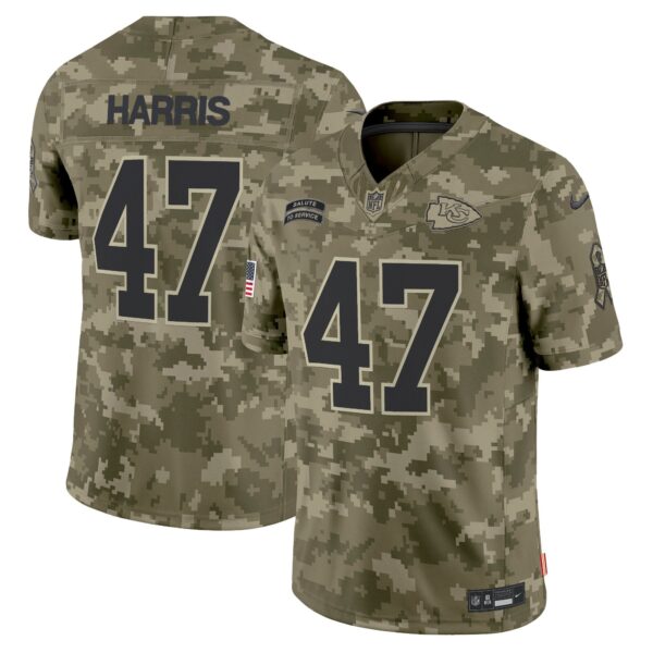 Kansas City Chiefs 2024 Salute to Service Vapor Limited Jersey – All stitched – Olive Camo – Kamala Harris Jersey