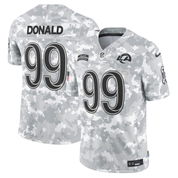 Rams 2024 Salute to Service Vapor Limited Jersey – Arctic Camo – All Stitched – Aaron Donald Jersey