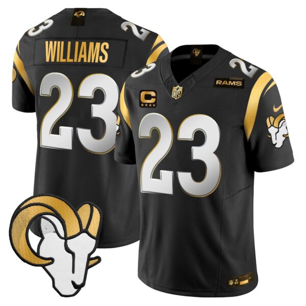 Los Angeles Rams 2024 Gold Vapor Limited Jersey – All Stitched – Black Limited – Kyren Williams Jersey