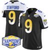 Los Angeles Rams 2024 NFC West Division Champions Vapor Limited Jersey – All Stitched – Black Alternate – Matthew Stafford Jersey