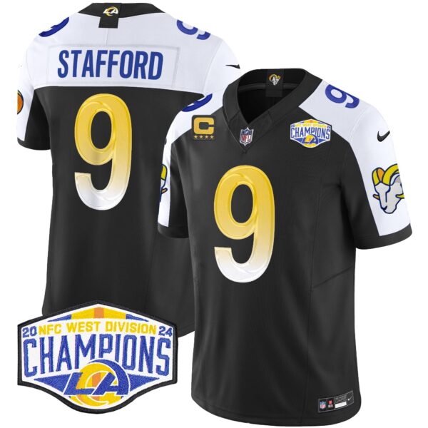 Los Angeles Rams 2024 NFC West Division Champions Vapor Limited Jersey – All Stitched – Black Alternate – Matthew Stafford Jersey