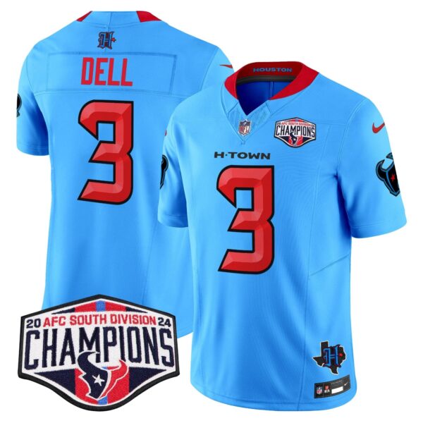 Houston Texans 2024 AFC South Division Champions Patch Vapor Limited Jersey – All Stitched – Blue. – Tank Dell Jersey