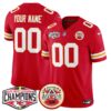 Chiefs 2024 AFC West Division Champions Patch Vapor Limited Custom Jersey – All Stitched – Red Jersey