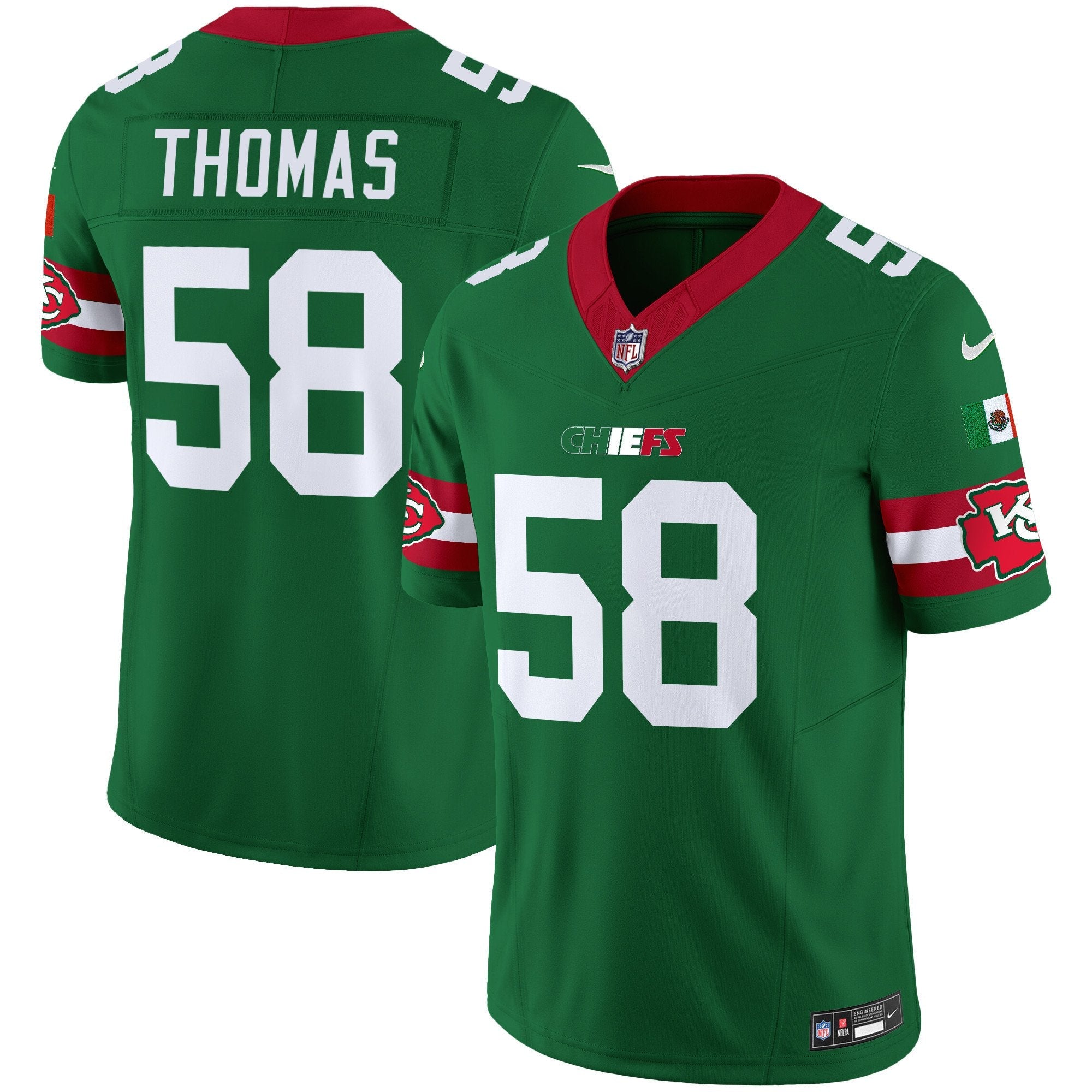 Chiefs Mexico Vapor Limited Jersey – All Stitched – Green – Derrick Thomas Jersey