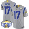 Los Angeles Rams 2024 NFC West Division Champions Vapor Limited Jersey – All Stitched – Gray – Puka Nacua Jersey