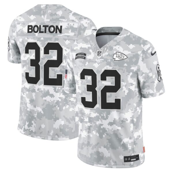 Kansas City Chiefs 2024 Salute to Service Vapor Limited Jersey – All stitched – Arctic Camo – Nick Bolton Jersey