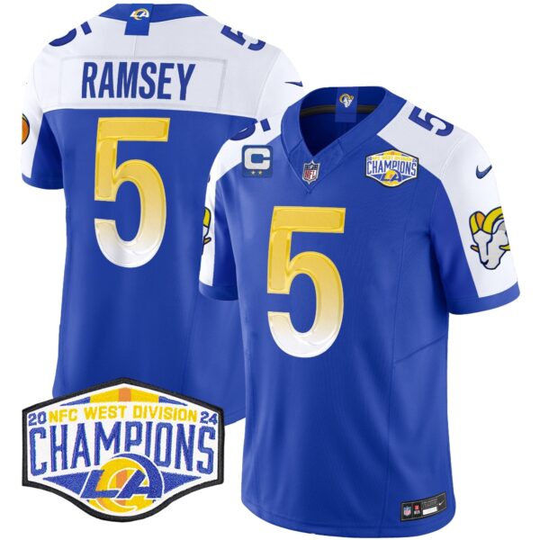Los Angeles Rams 2024 NFC West Division Champions Vapor Limited Jersey – All Stitched – Royal Alternate – Jalen Ramsey Jersey