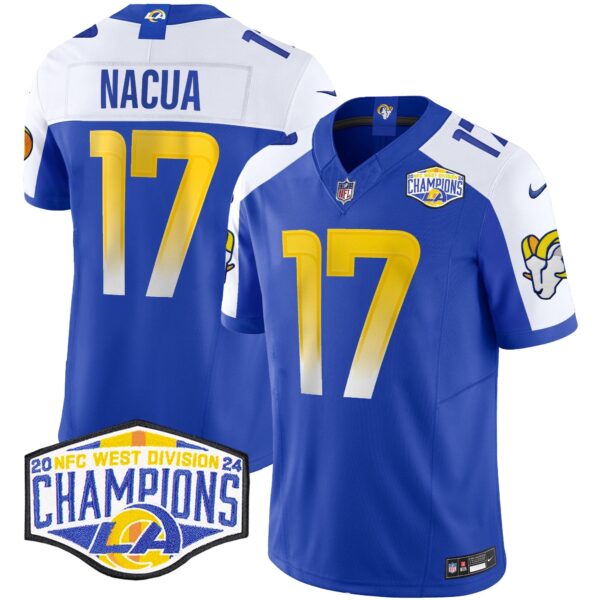 Los Angeles Rams 2024 NFC West Division Champions Vapor Limited Jersey – All Stitched – Royal Alternate – Puka Nacua Jersey