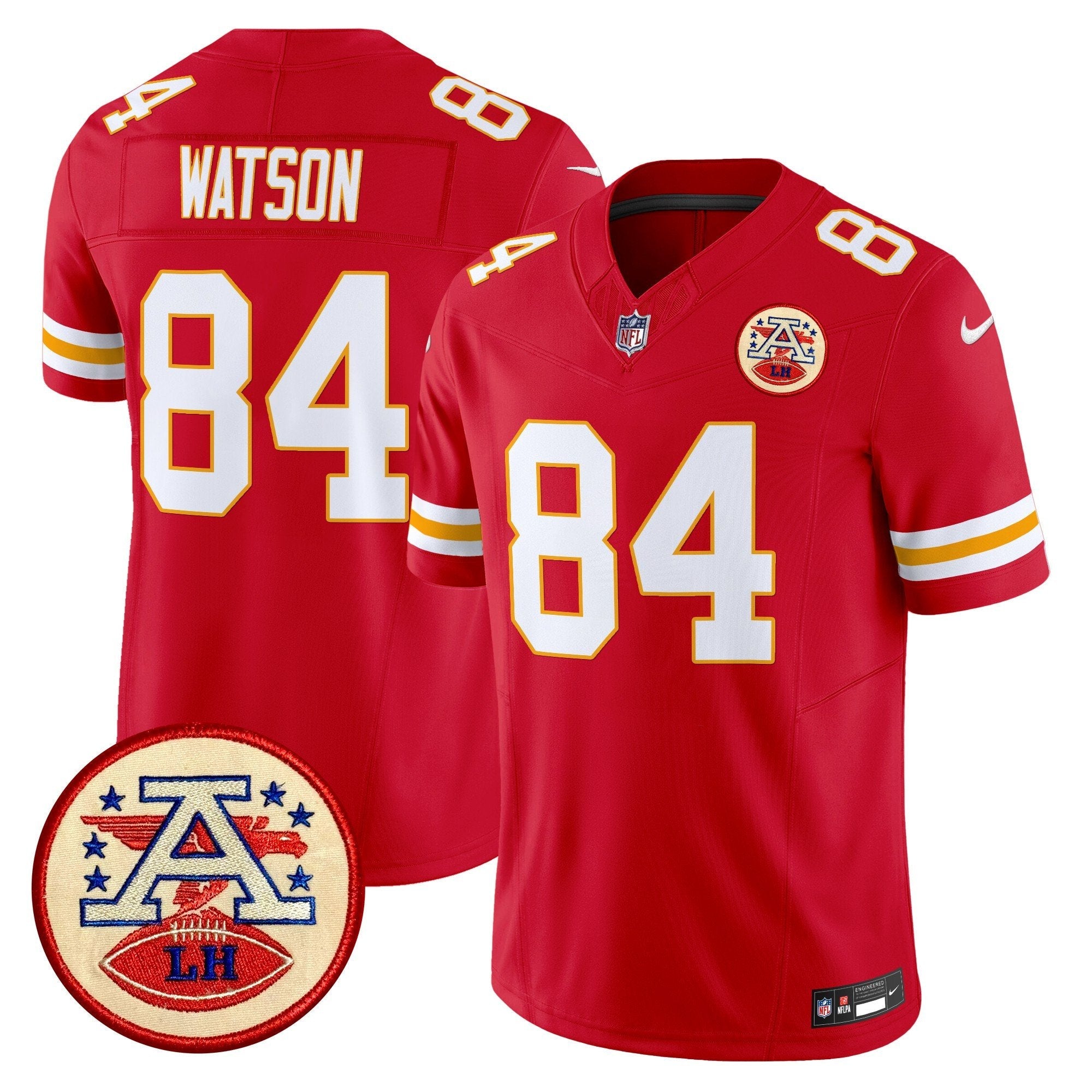 Chiefs 2024 Lamar Hunt Patch Vapor Limited Jersey – All Stitched – Red – Justin Watson Jersey