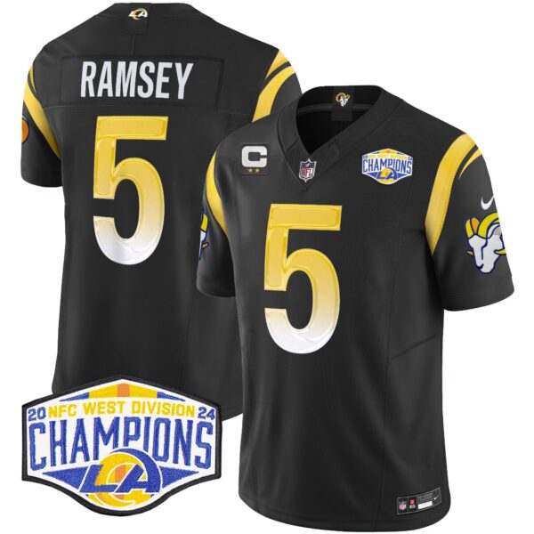 Los Angeles Rams 2024 NFC West Division Champions Vapor Limited Jersey – All Stitched – Black – Jalen Ramsey Jersey