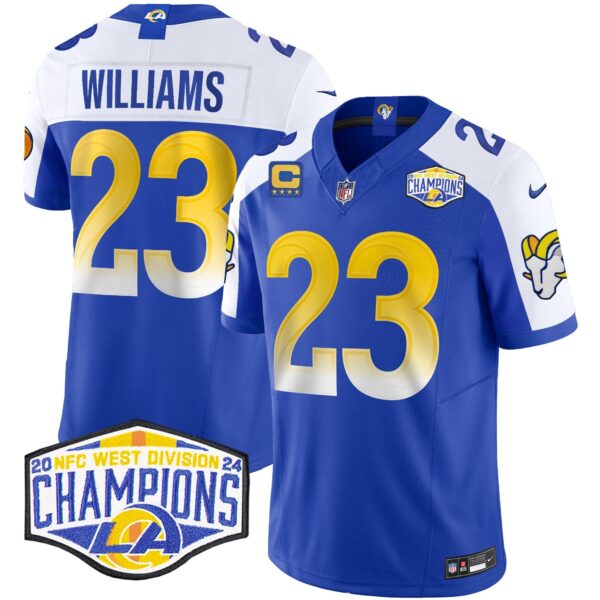 Los Angeles Rams 2024 NFC West Division Champions Vapor Limited Jersey – All Stitched – Royal Alternate – Kyren Williams Jersey