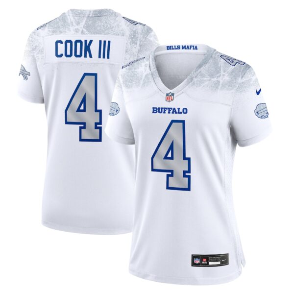 Women's Buffalo Bills James Cook III Nike White 2025 Rivalries Collection Game Jersey