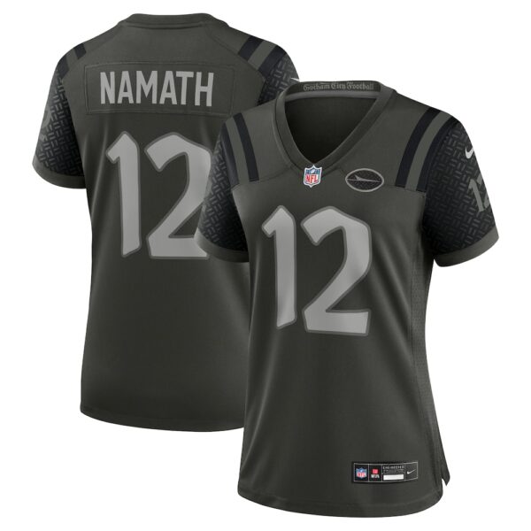 Women's New York Jets Joe Namath Nike Gotham Green 2025 Rivalries Collection Retired Player Game Jersey