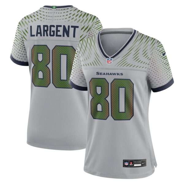 Women's Seattle Seahawks Steve Largent Nike Wolf Gray 2025 Rivalries Collection Retired Game Jersey
