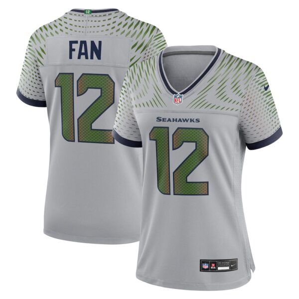 Women's Seattle Seahawks 12s Nike Wolf Gray 2025 Rivalries Collection Game Jersey
