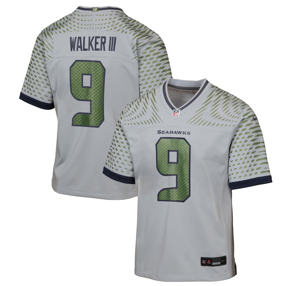 Youth Seattle Seahawks Kenneth Walker III Nike Wolf Gray 2025 Rivalries Collection Game Jersey