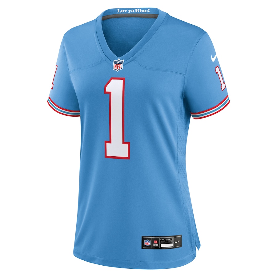 Cam Ward Tennessee Titans Nike Women's 2025 NFL Draft 2nd Alternate Game Jersey Light Blue - Image 2