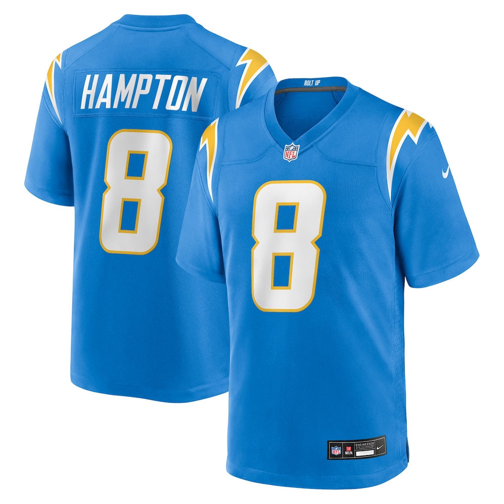 Omarion Hampton Los Angeles Chargers Nike 2025 NFL Draft First Round Pick Game Jersey Powder Blue