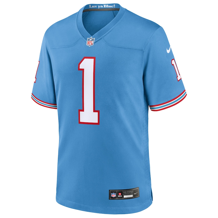 Cameron Ward Tennessee Titans Nike 2025 NFL Draft First Round Pick 2nd Alternate Game Jersey Light Blue - Image 2
