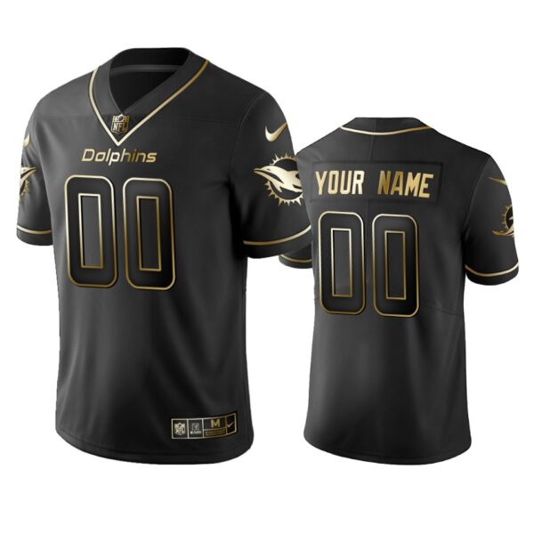 2019 Miami Dolphins Custom Black Golden Edition Vapor Untouchable Limited Jersey – Men’s