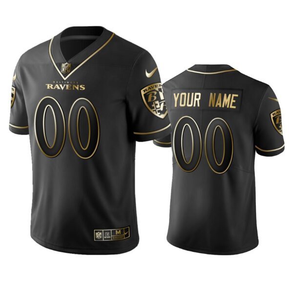 2019 Baltimore Ravens Custom Black Golden Edition Vapor Untouchable Limited Jersey – Men’s