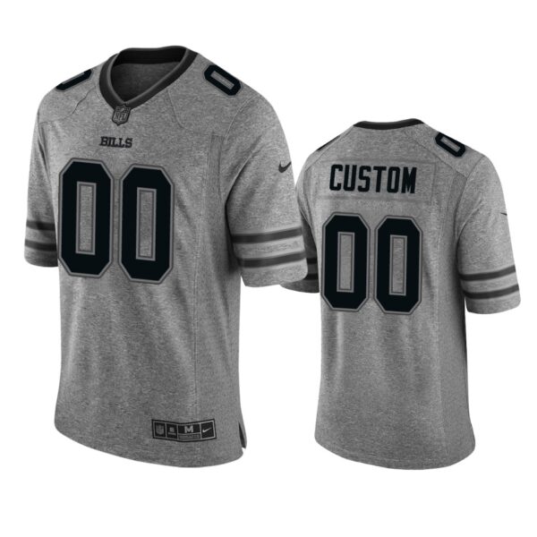 Bills #00 Custom Men’s Jersey Gray Gridiron Gray Limited