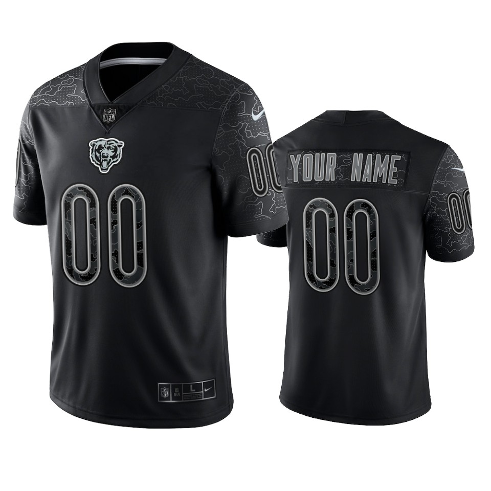 Bears Custom Reflective Limited Black Jersey Men’s
