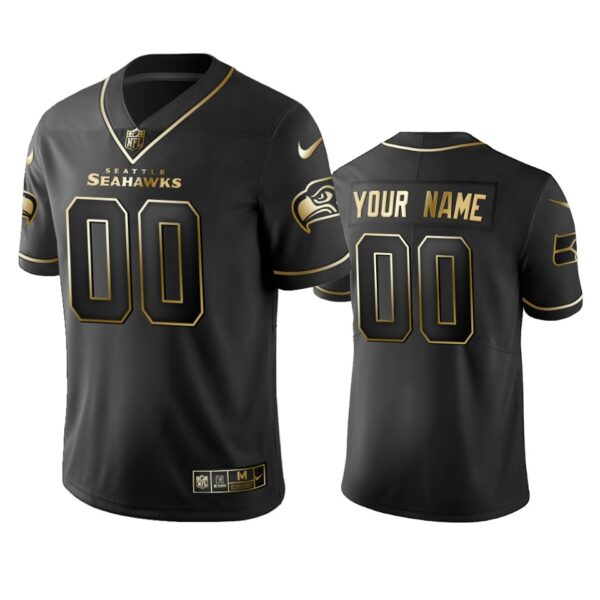 2019 Seattle Seahawks Custom Black Golden Edition Vapor Untouchable Limited Jersey – Men’s