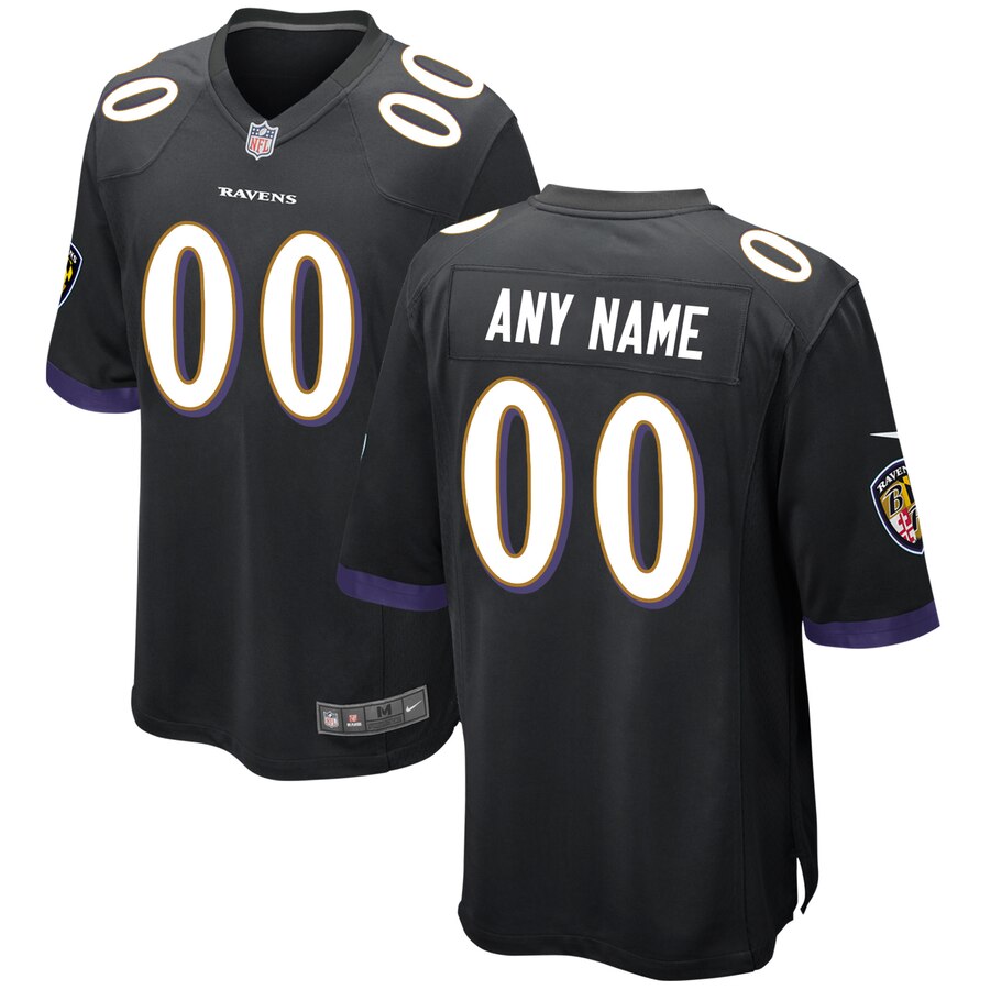 Baltimore Ravens Nike Alternate Custom Game Jersey – Black