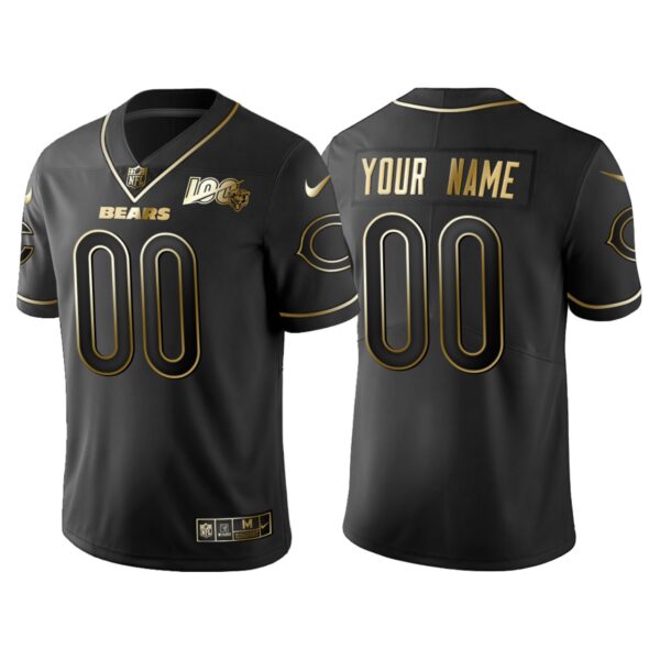 Chicago Bears Custom 100th Anniversary Black Gold Logo Jersey