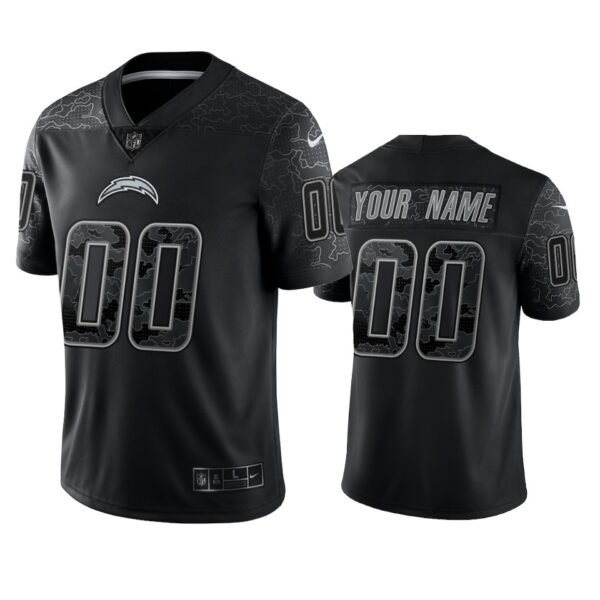 Chargers Custom Reflective Limited Black Jersey Men’s
