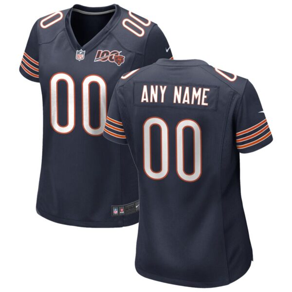 Chicago Bears Nike Women’s 2019 100th Season Custom Game Jersey – Navy
