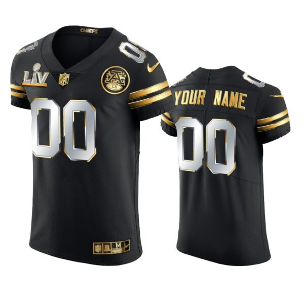 Chiefs Custom Black Super Bowl LV Golden Elite Jersey