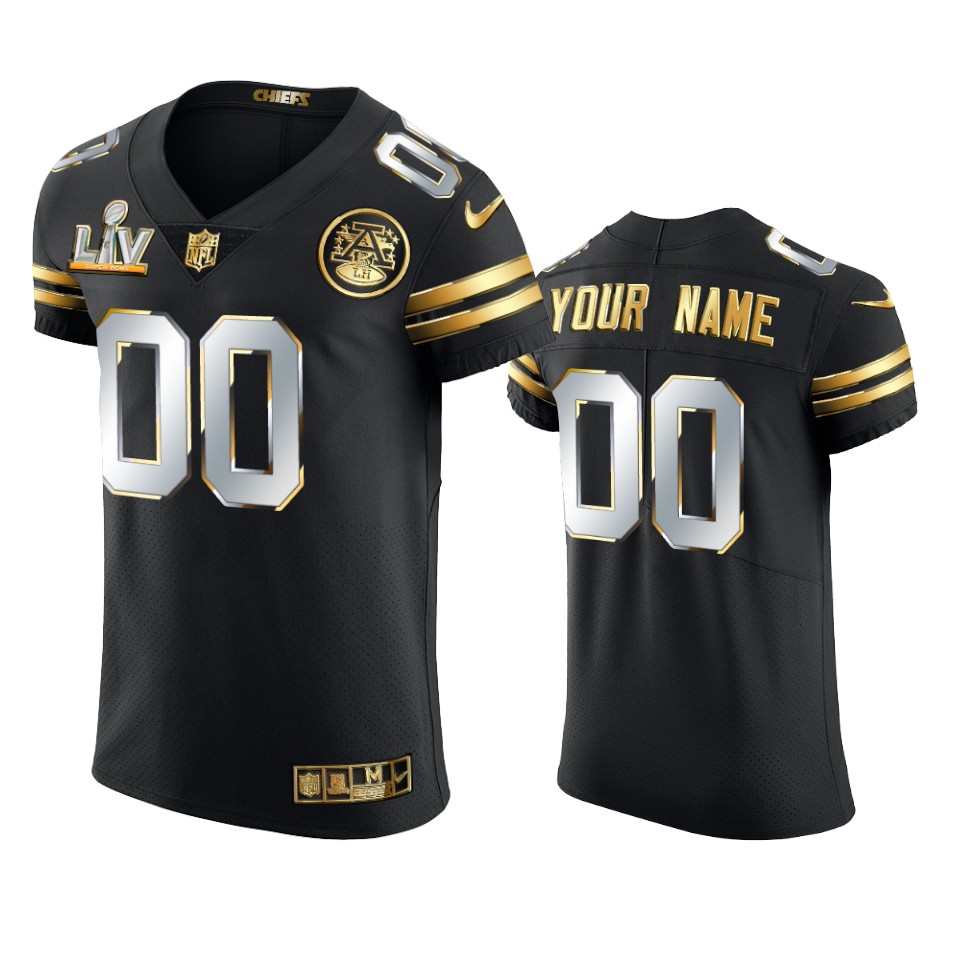 Chiefs Custom Black Super Bowl LV Golden Elite Jersey