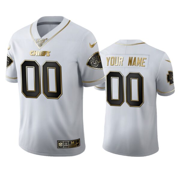 Custom Chiefs White 100th Season Golden Edition Jersey