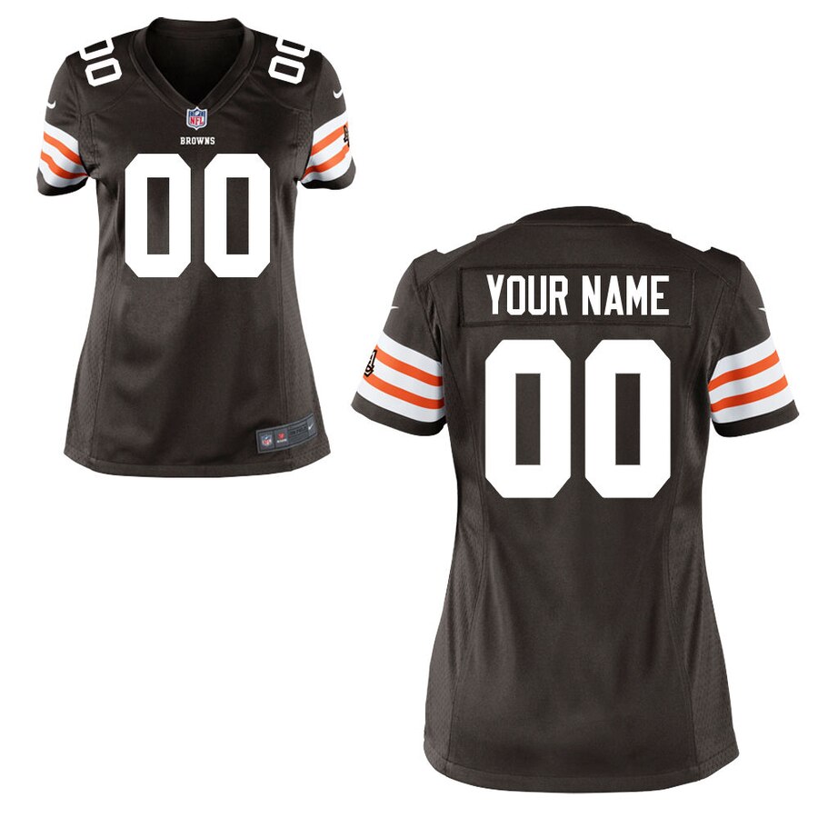 Cleveland Browns Historic Logo Nike Women’s Custom Game Jersey – Brown - Image 3