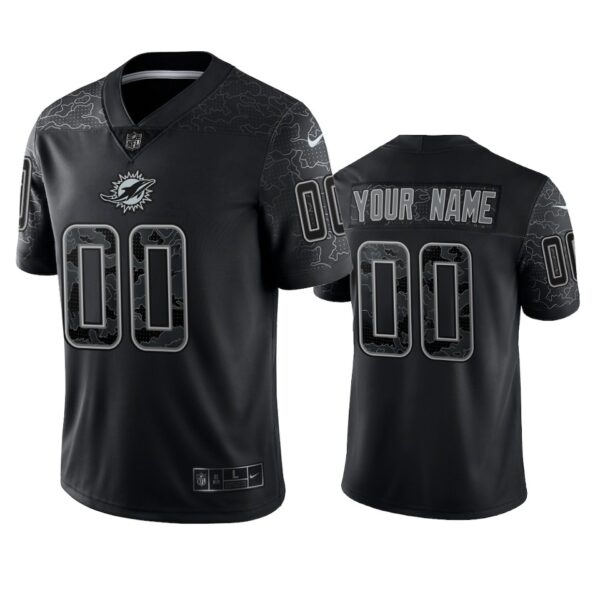 Dolphins Custom Reflective Limited Black Jersey