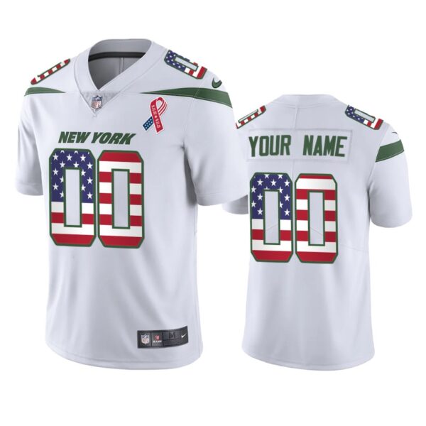 Jets Custom 9-11 Commemorative White Jersey Men’s