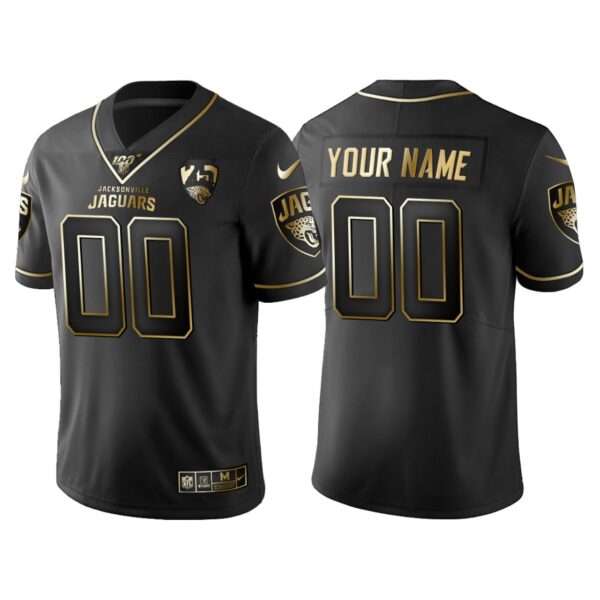 Jacksonville Jaguars Custom 25th Anniversary Black Gold Logo Jersey