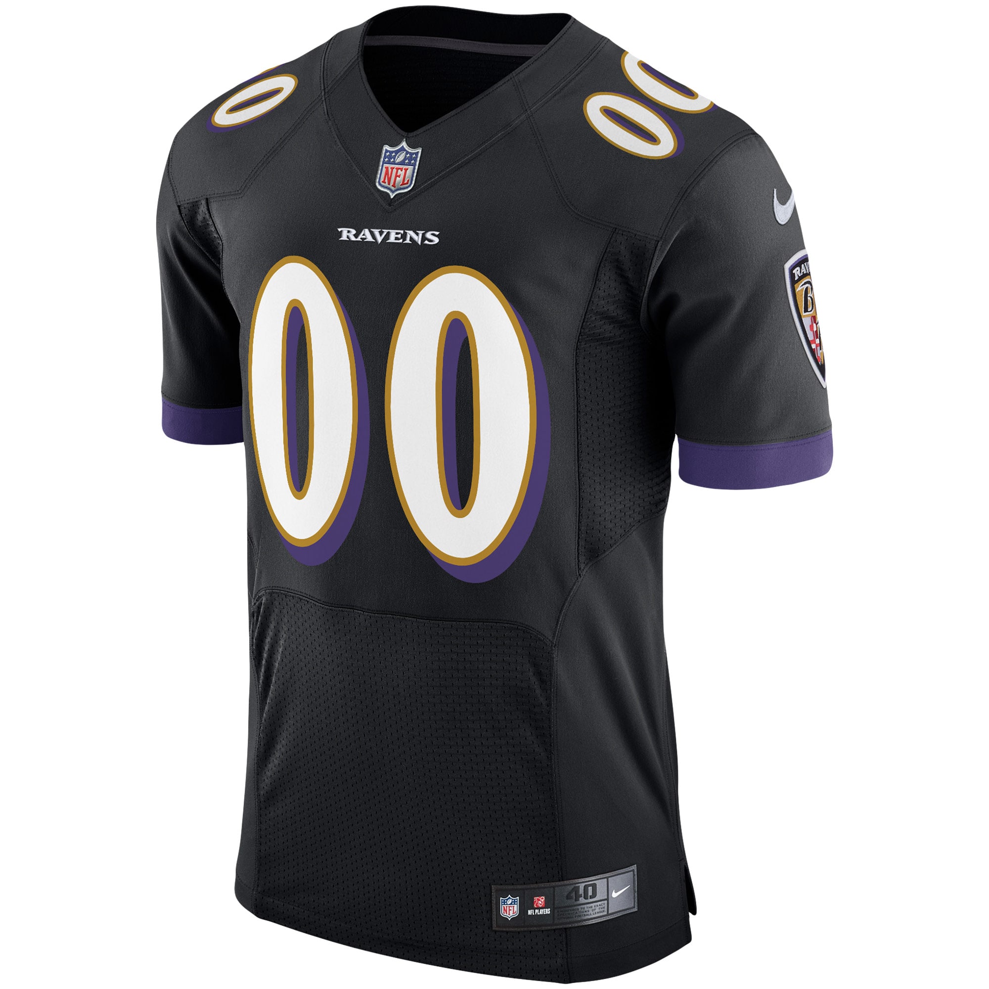 Men's Baltimore Ravens Nike Black Speed Machine Elite Custom Jersey - Image 2