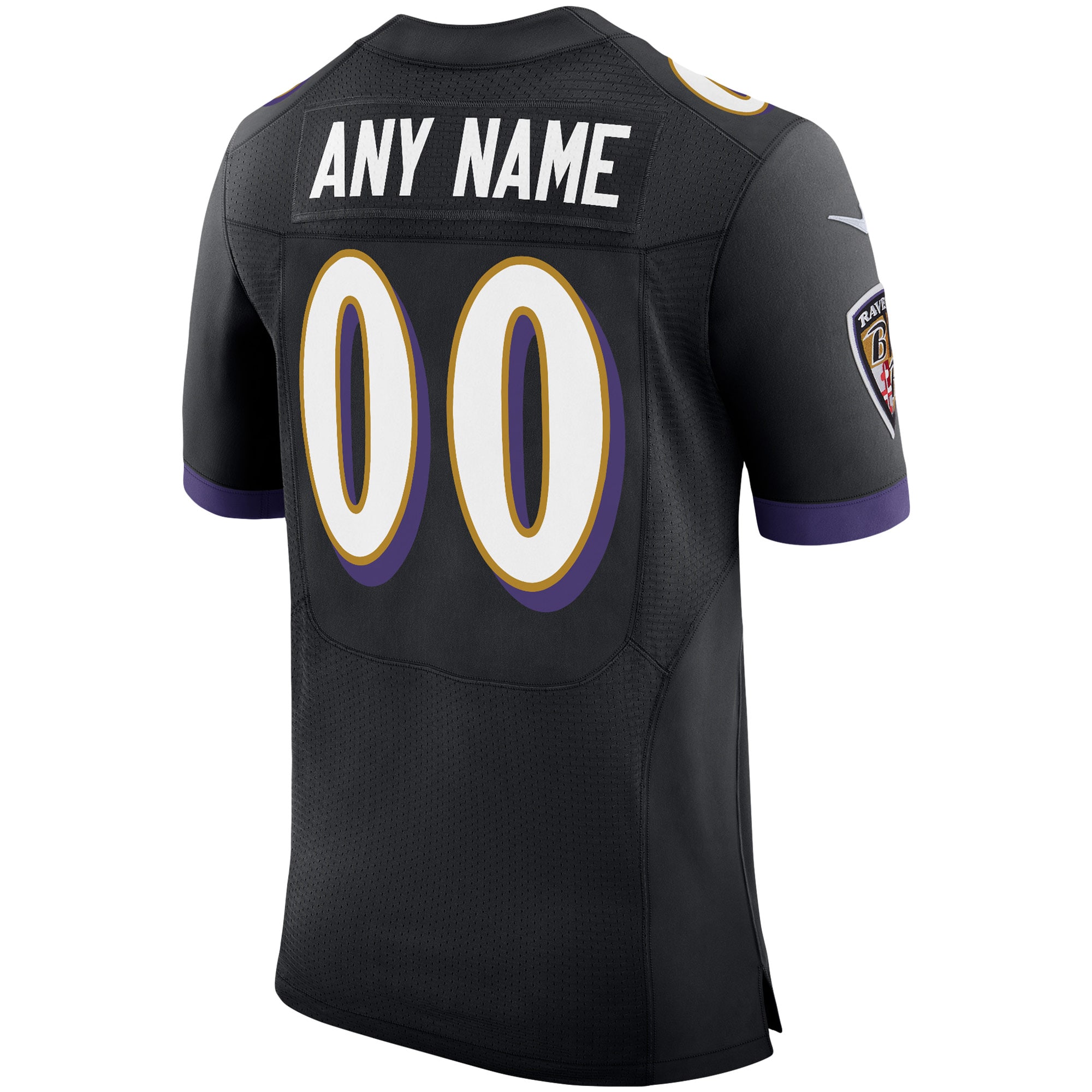 Men's Baltimore Ravens Nike Black Speed Machine Elite Custom Jersey - Image 3