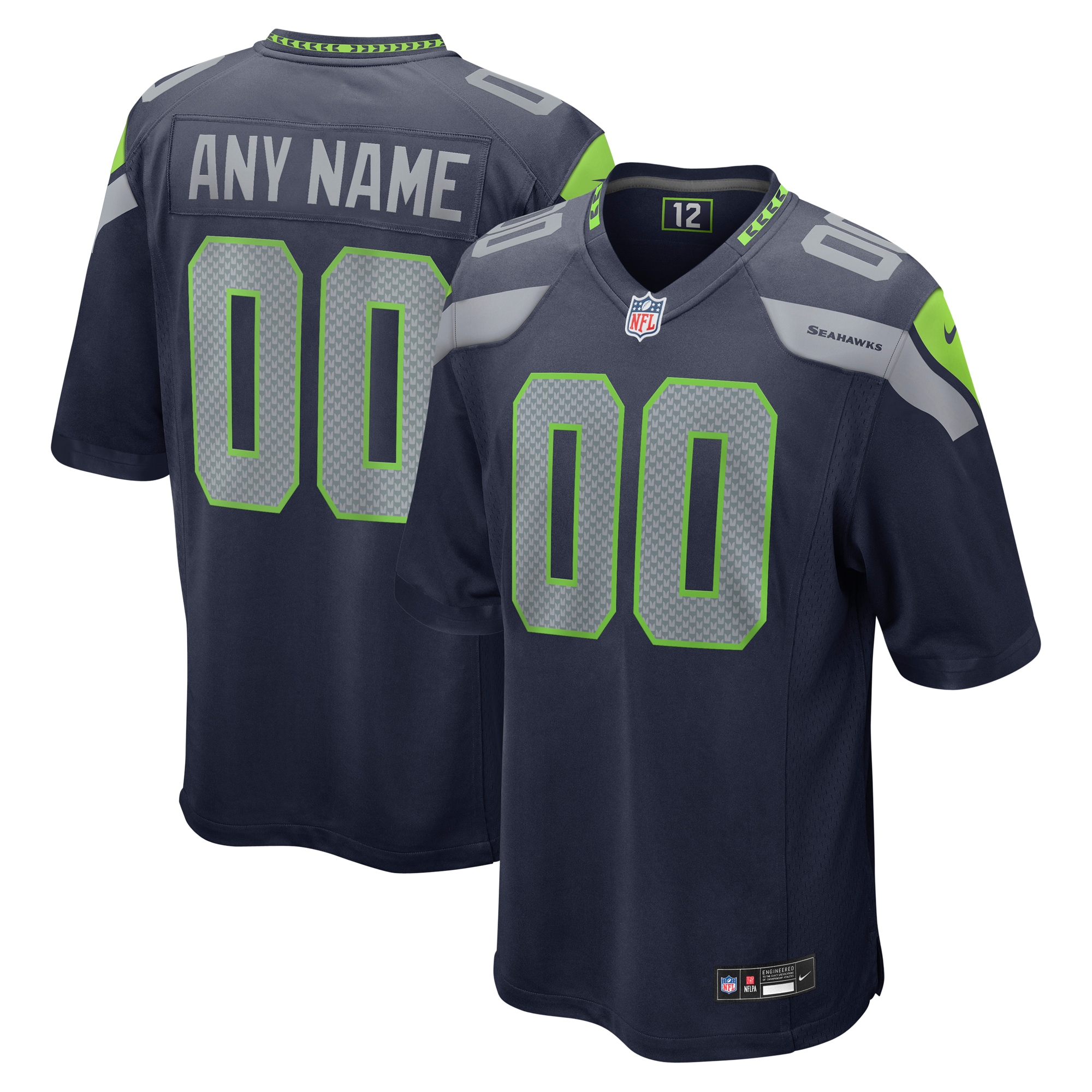 Men's Seattle Seahawks Nike College Navy Custom Game Jersey